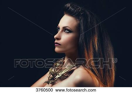Portrait of a young girl in profile, looking up View Large Photo Image Stock Image - Portrait of a young girl in profile, looking up. Fotosearch