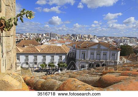 Portugal, Algarve. Faro. City seen from the Miradouro de Santo Antonio. View Large Photo Image Stock Photo - Portugal, Algarve. Faro. City seen from the Miradouro de Santo Antonio.. Fotosearch