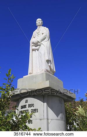 Picture - Portugal, Algarve. Faro. Dom Francisco Gomes statue, in front of the episcopal Palace.. Fotosearch