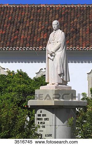 Portugal, Algarve. Faro. Dom Francisco Gomes statue, in front of the episcopal Palace. View Large Photo Image Stock Photography - Portugal, Algarve. Faro. Dom Francisco Gomes statue, in front of the episcopal Palace.. Fotosearch