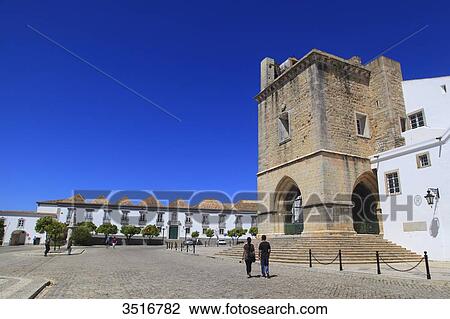 Portugal, Algarve. Faro. Igreja da Se cathedral. Miradouro de Santon Antonio. Main square and episcopal palace. View Large Photo Image Stock Image - Portugal, Algarve. Faro. Igreja da Se cathedral. Miradouro de Santon Antonio. Main square and episcopal palace.. Fotosearch