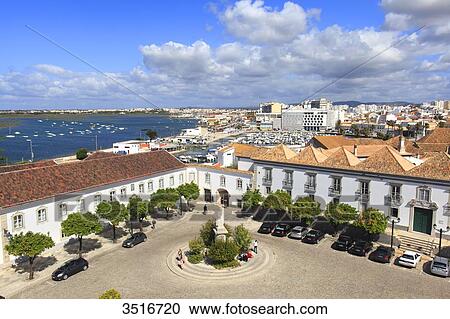 Portugal, Algarve. Faro. Main square and episcopal palace. View Large Photo Image Stock Image - Portugal, Algarve. Faro. Main square and episcopal palace.. Fotosearch