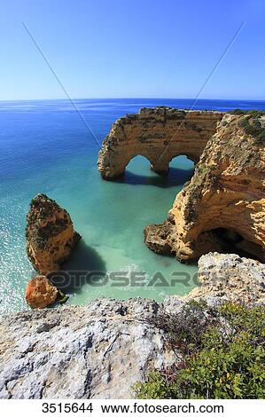 Picture - Portugal Algarve, Marinha. Cliffs.. Fotosearch