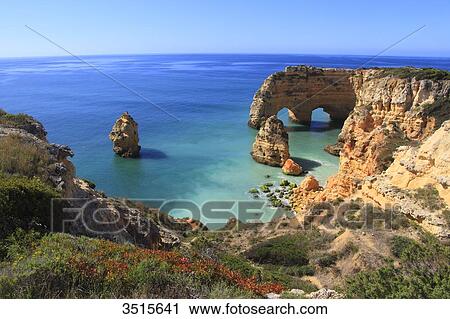 Stock Image - Portugal Algarve, Marinha. Cliffs.. Fotosearch