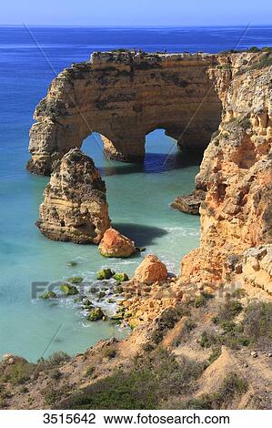 Portugal Algarve, Marinha. Cliffs. View Large Photo Image Stock Image - Portugal Algarve, Marinha. Cliffs.. Fotosearch