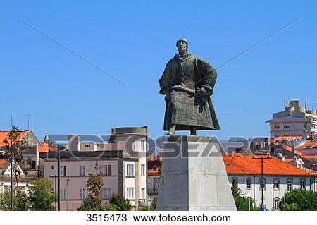 Portugal, Viana do Castelo. Statue of Joao Alvares Fagundes, navigator. View Large Photo Image Stock Image - Portugal, Viana do Castelo. Statue of Joao Alvares Fagundes, navigator.. Fotosearch