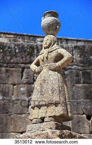 Portugal, Viano do Castelo district, Ponte do Lima. The oldest city of Portugal. Statue of a water bearer in the historical centre. View Large Photo Image Stock Image - Portugal, Viano do Castelo district, Ponte do Lima. The oldest city of Portugal. Statue of a water bearer in the historical centre.. Fotosearch