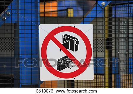 Stock Image - Sign, do not take pictures in a factory.. Fotosearch