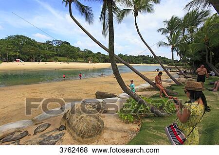 Singapor, Sentosa island. Artificial beach. View Large Photo Image Stock Photo - Singapor, Sentosa island. Artificial beach.. Fotosearch