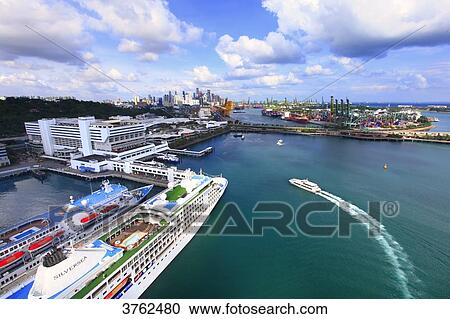 Singapor, Sentosa island. Harbor and ships. Pulau Brani island. View Large Photo Image Stock Image - Singapor, Sentosa island. Harbor and ships. Pulau Brani island.. Fotosearch