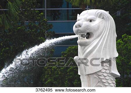 Stock Photography - Singapore, Famous Merlion Fountain. Fotosearch