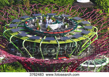 Stock Image - Singapore, Singapore City, Singapore Botanic Gardens, Supertrees at Gardens by The Bay. Fotosearch