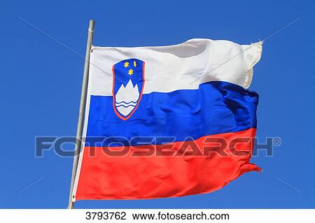 Slovenian flag in blue sky. View Large Photo Image Stock Image - Slovenian flag in blue sky.. Fotosearch