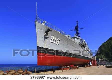 South Korea. Gangwon area. the American warship in Unification Park. It was built in the USA in 1945 and donated to South Korea in 1972 View Large Photo Image Stock Photo - South Korea. Gangwon area. the American warship in Unification Park. It was built in the USA in 1945 and donated to South Korea in 1972. Fotosearch