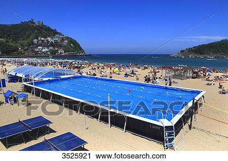 Spain, Basque Country. San Sebastian. La Concha Bay View Large Photo Image Stock Image - Spain, Basque Country. San Sebastian. La Concha Bay. Fotosearch