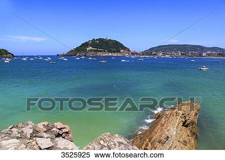 Stock Photography - Spain, Basque Country. San Sebastian. La Concha Bay.. Fotosearch
