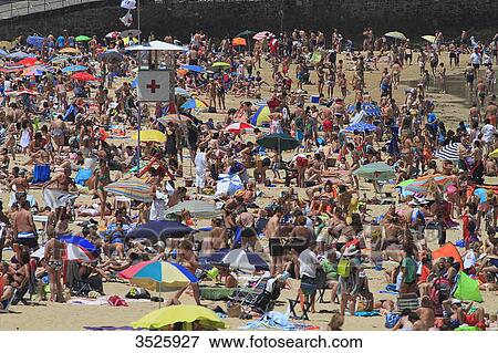 Spain, Basque Country. The crowded beach of San Sebastian. La Concha Bay. View Large Photo Image Stock Photo - Spain, Basque Country. The crowded beach of San Sebastian. La Concha Bay.. Fotosearch
