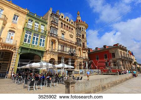 Spain, Galicia. Ribadeo. Historical centre. Casa de Indiano Torre de los Moreno. View Large Photo Image Stock Image - Spain, Galicia. Ribadeo. Historical centre. Casa de Indiano Torre de los Moreno.. Fotosearch
