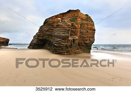 Spain, Galicia. Ribadeo. Las Catedrales beach. View Large Photo Image Stock Image - Spain, Galicia. Ribadeo. Las Catedrales beach.. Fotosearch