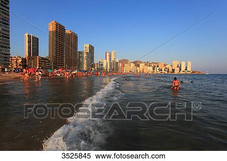 Spain. Province of Alicante. Benidorm. The beach. View Large Photo Image Stock Photography - Spain. Province of Alicante. Benidorm. The beach.. Fotosearch
