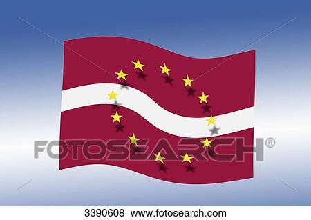 Stars of the European Union floating on the Latvian flag View Large Photo Image Stock Photo - Stars of the European Union floating on the Latvian flag. Fotosearch