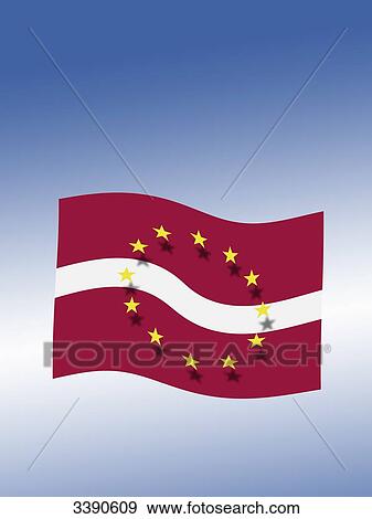 Stars of the European Union floating above the Latvian flag View Large Photo Image Stock Photo - Stars of the European Union floating above the Latvian flag. Fotosearch