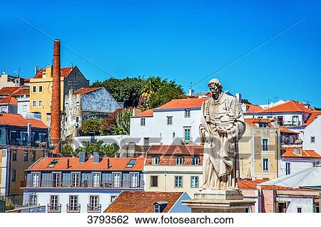 Stock Image - Statue of St. Vincent on the Largo das Portas do Sol, Alfama district, Lisbon, Portugal.. Fotosearch