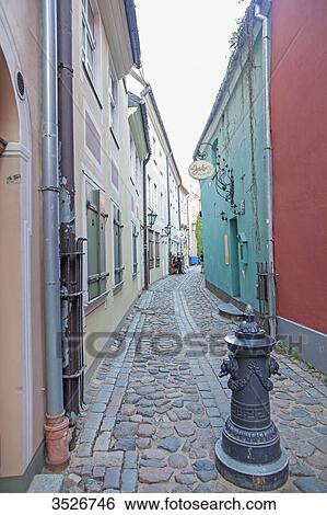 Street in old town Riga, Latvia View Large Photo Image Stock Photograph - Street in old town Riga, Latvia. Fotosearch