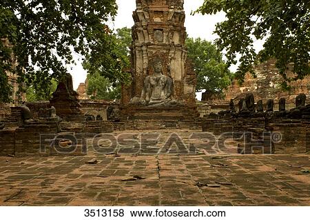 Stock Photo - Thailand, Ayutthaya, Boudhist temple in historic park. Fotosearch