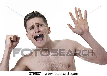topless man, against glass, hands on glass, trying to escape, mouth open, shouting View Large Photo Image Stock Image - topless man, against glass, hands on glass, trying to escape, mouth open, shouting. Fotosearch