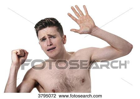 topless man, against glass, hands on glass, trying to escape, mouth open, looking at camera, worried View Large Photo Image Stock Image - topless man, against glass, hands on glass, trying to escape, mouth open, looking at camera, worried. Fotosearch