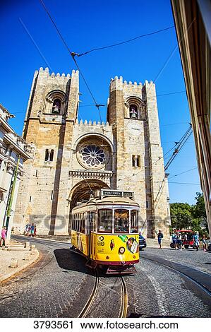 Tram line 28 to view the Cathedral of Lisbon, Portugal. View Large Photo Image Stock Image - Tram line 28 to view the Cathedral of Lisbon, Portugal.. Fotosearch