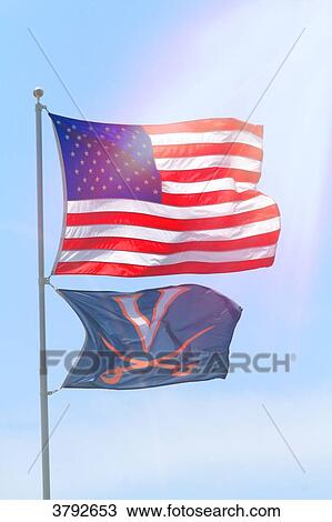 Stock Image - USA and veterans flags.. Fotosearch