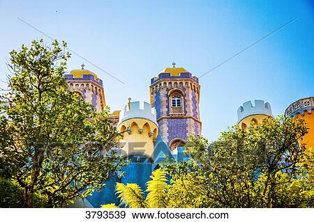 View dive against the Pena National Palace, Sintra, Lisbon area, Portugal View Large Photo Image Stock Photo - View dive against the Pena National Palace, Sintra, Lisbon area, Portugal. Fotosearch