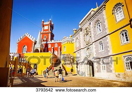 View of a course of Pena National Palace, Sintra, Lisbon area, Portugal View Large Photo Image Stock Image - View of a course of Pena National Palace, Sintra, Lisbon area, Portugal. Fotosearch