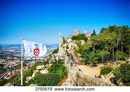 View of part of the wall of the Moorish Castle, Sintra, Lisbon area, Portugal View Large Photo Image Stock Photo - View of part of the wall of the Moorish Castle, Sintra, Lisbon area, Portugal. Fotosearch