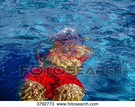 Women in red diving suit in a blue water pool View Large Photo Image Stock Image - Women in red diving suit in a blue water pool. Fotosearch