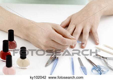 Woman manicure, with different accessories, close up (studio) View Large Photo Image Stock Image - Woman manicure, with different accessories, close up (studio). Fotosearch