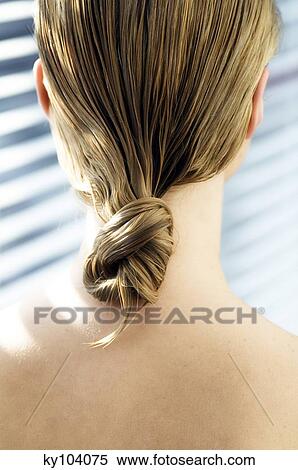 Young woman with wet hair, view from the back, close up (studio) View Large Photo Image Stock Photography - Young woman with wet hair, view from the back, close up (studio). Fotosearch