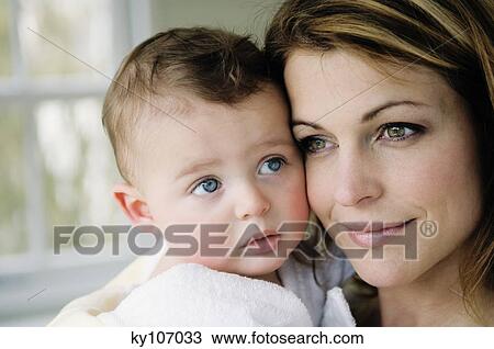 Portrait of mother and baby View Large Photo Image Stock Image - Portrait of mother and baby. Fotosearch