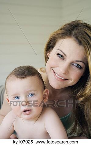 Portrait of mother and baby View Large Photo Image Stock Photography - Portrait of mother and baby. Fotosearch
