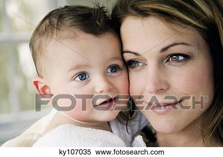 Portrait of mother and baby View Large Photo Image Stock Photography - Portrait of mother and baby. Fotosearch