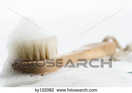 Stock Image - Bath brush, close-up. Fotosearch