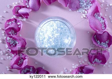 Bath salts and flower petals, close-up View Large Photo Image Stock Image - Bath salts and flower petals, close-up. Fotosearch
