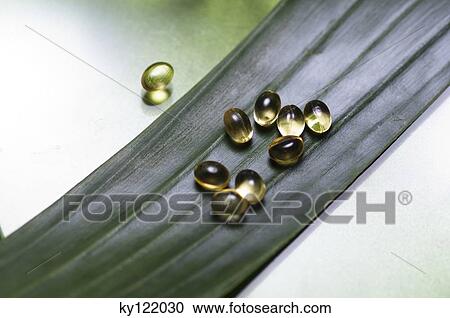 Stock Image - Omega 3 capsules, close-up. Fotosearch