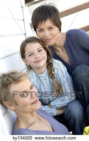 Female members of three generation family looking at camera, outdoors View Large Photo Image Stock Image - Female members of three generation family looking at camera, outdoors. Fotosearch
