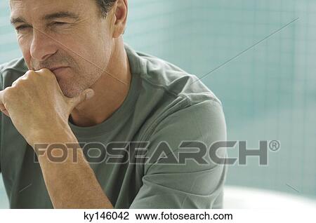 Thoughtful man's portrait View Large Photo Image Stock Image - Thoughtful man's portrait. Fotosearch
