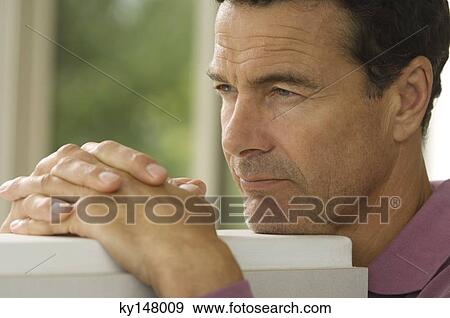 Portrait of thinking man View Large Photo Image Stock Photo - Portrait of thinking man. Fotosearch