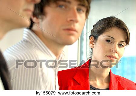 Stock Photo - Business people looking, portrait. Fotosearch