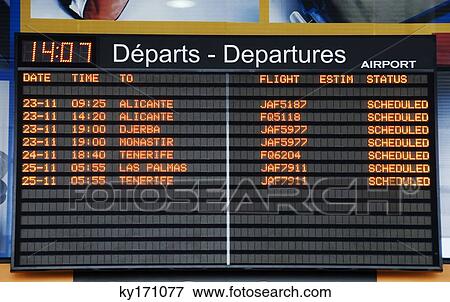 Airport departures board View Large Photo Image Stock Photo - Airport departures board. Fotosearch